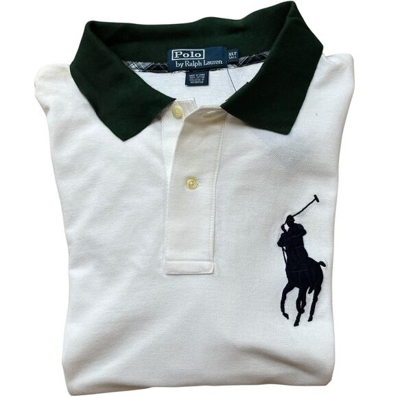 Vtg Ralph Lauren Polo Shirt XLT White Big Pony Tartan Plaid Neck Trim & 3 NWT - Picture 5 of 7